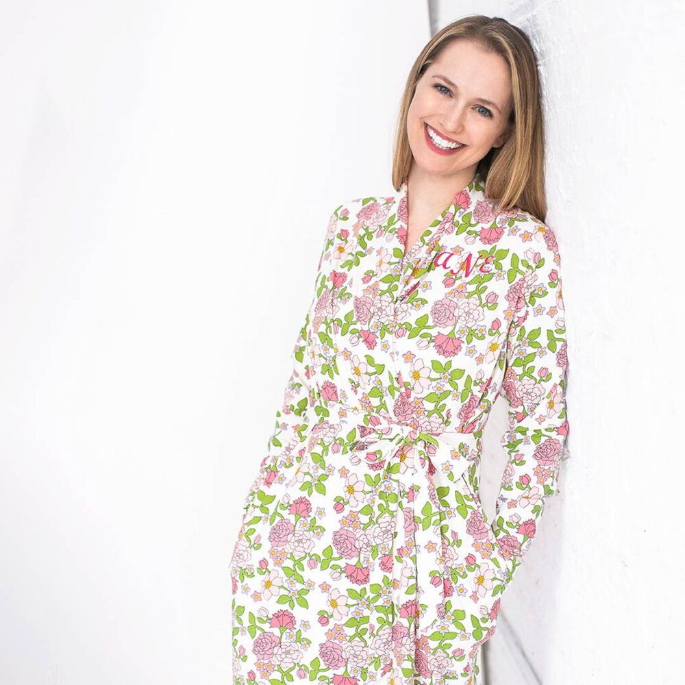 Monica + Andy Printed Organic Lounge Robe - English Garden Size M L